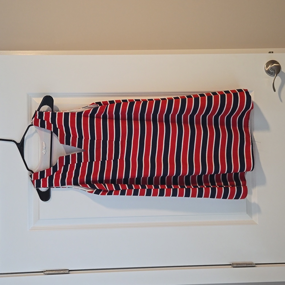 Red, Navy Striped Dress